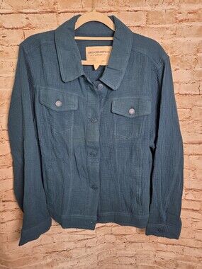 Bridgehampton Womens Button Up Jacket Size Large Cover Up 2 Pockets NWoT